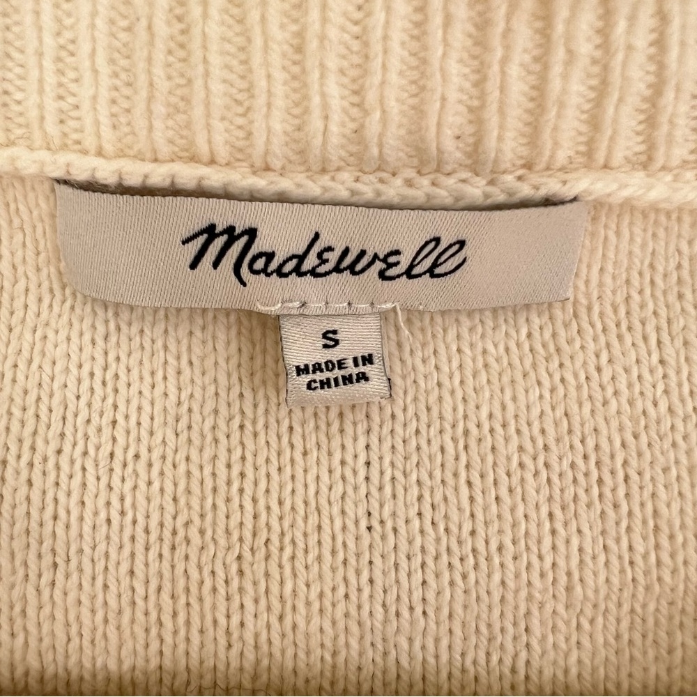 Madewell Short sleeved Cream Multicolor Knit‎ Fringe Sweater Tee, S - Picture 6 of 11